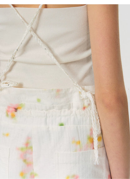 Vintage Soft-Blur Floral Backless Strap Jumpsuit