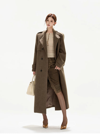 Statement Wide-Shoulder Wool-Blend Overcoat