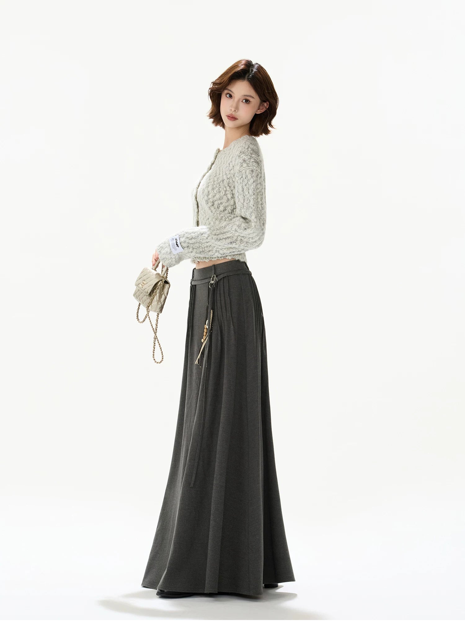 Knit Cardigan &amp; Mini Skirt Tweed-Style Set