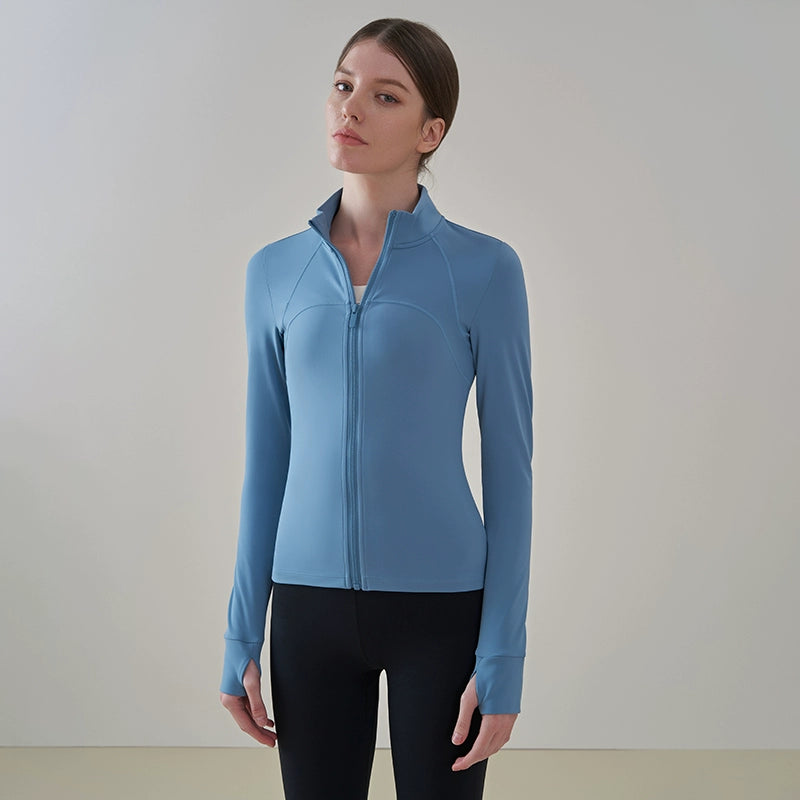 High-neck Fleece-lined Yoga Jacket