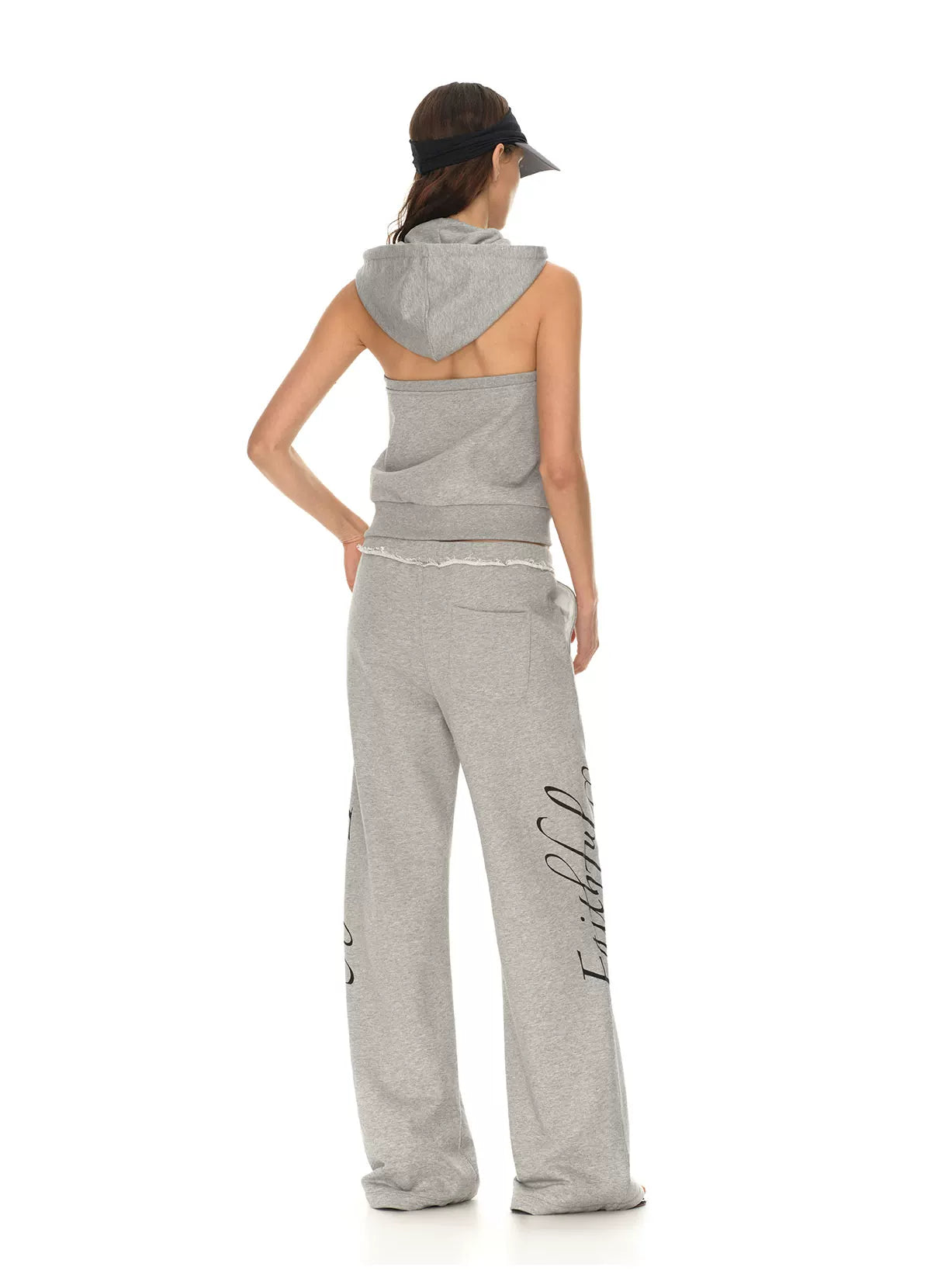 Rebel Script Print Relaxed Flared Sweatpants