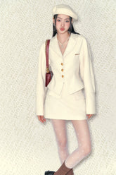 White Waist-fitted Suit Set - CHINASQUAD