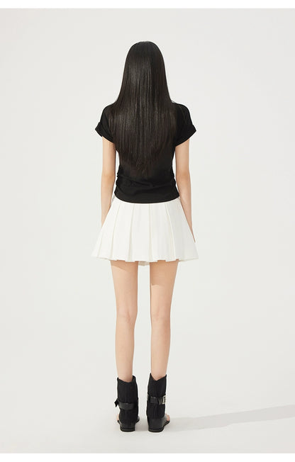 V-neck Waist-cinching Rhinestone Tee