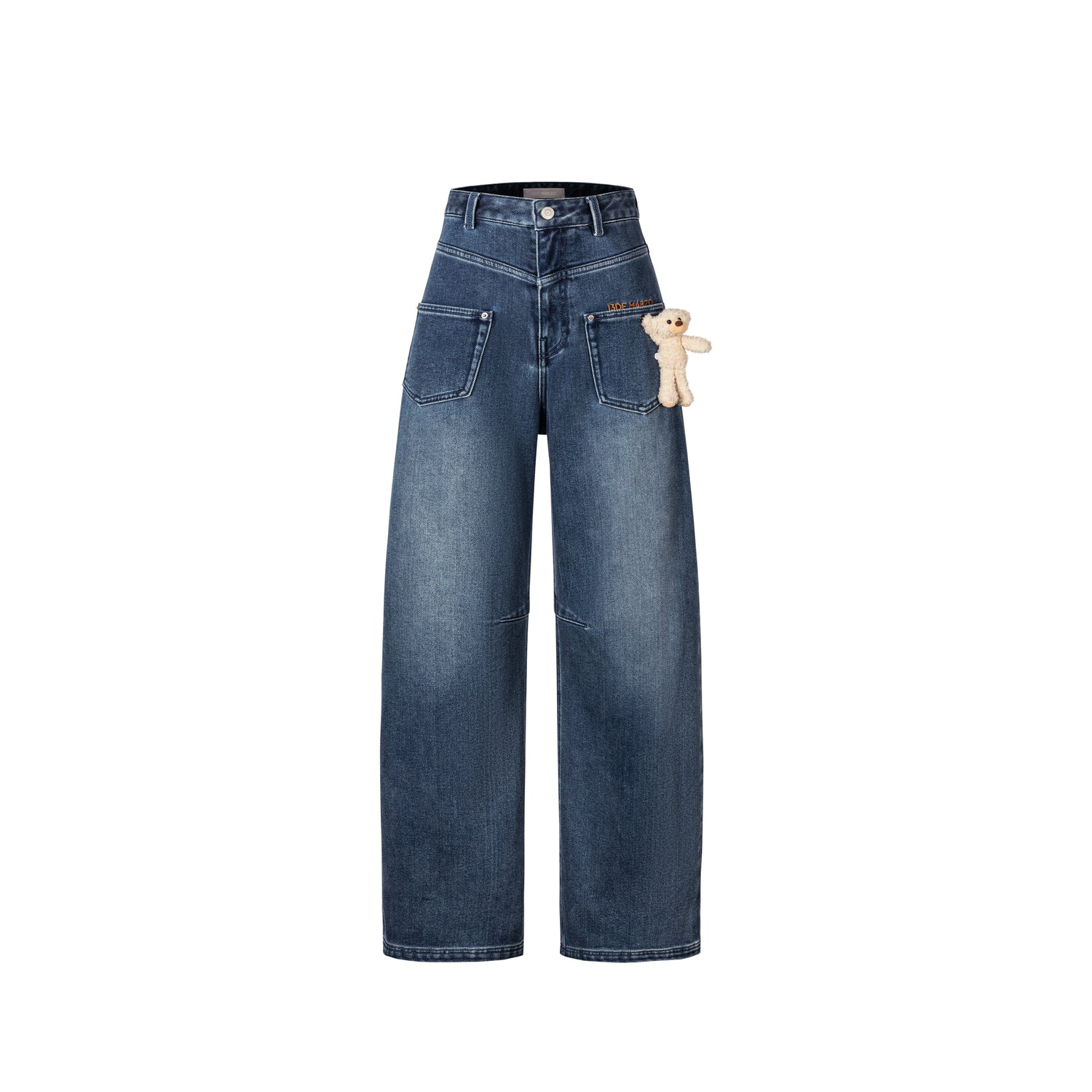 Relaxed Fleece-Lined Curved Denim Pants