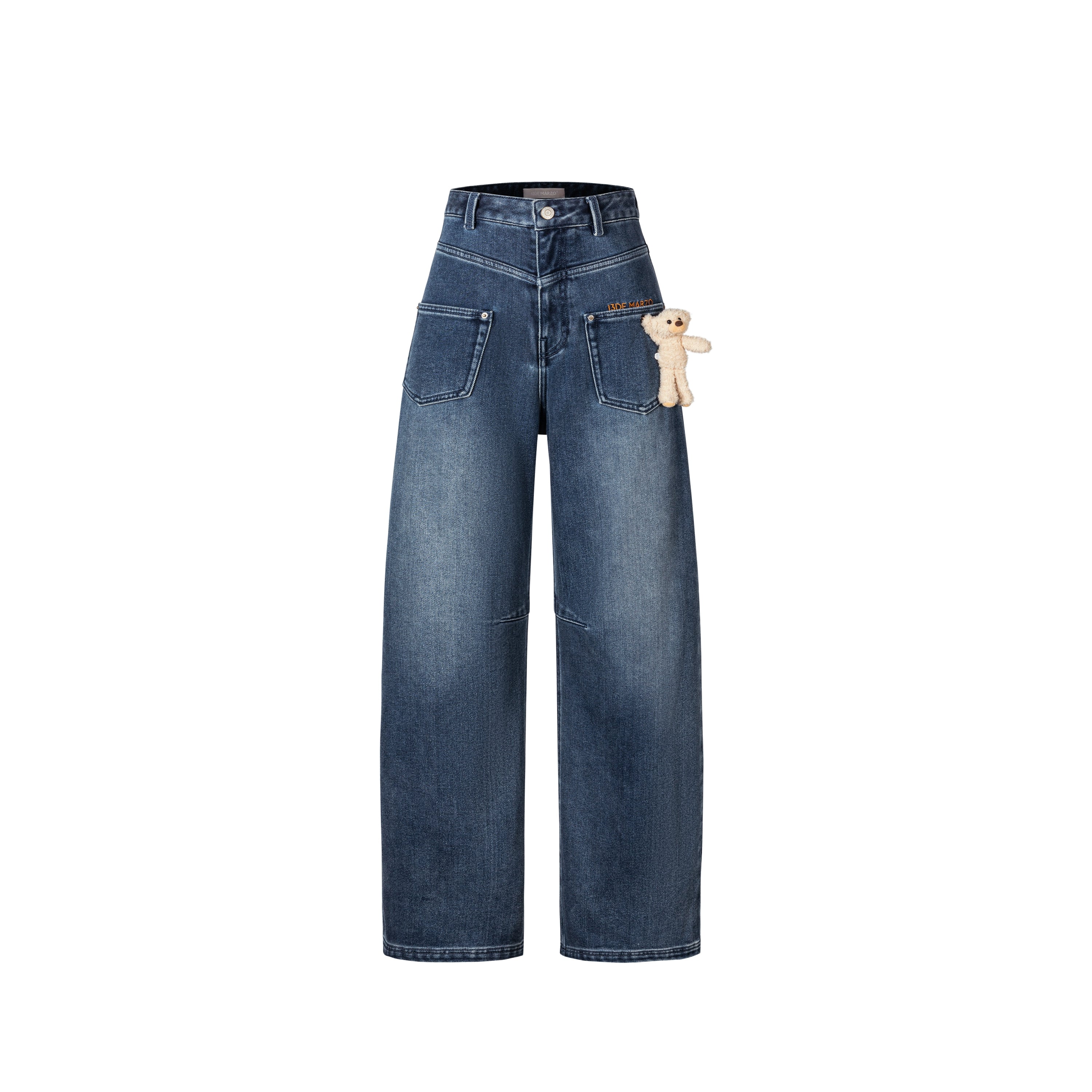 Relaxed Fleece-Lined Curved Denim Pants
