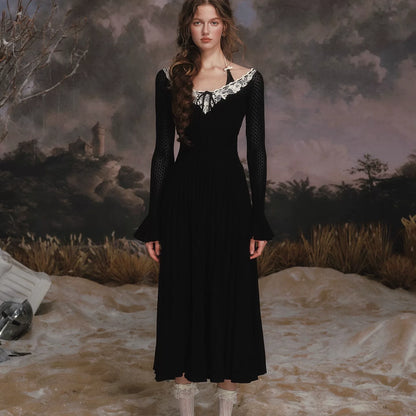 Floral Symphony Faux-Layer Knit Dress