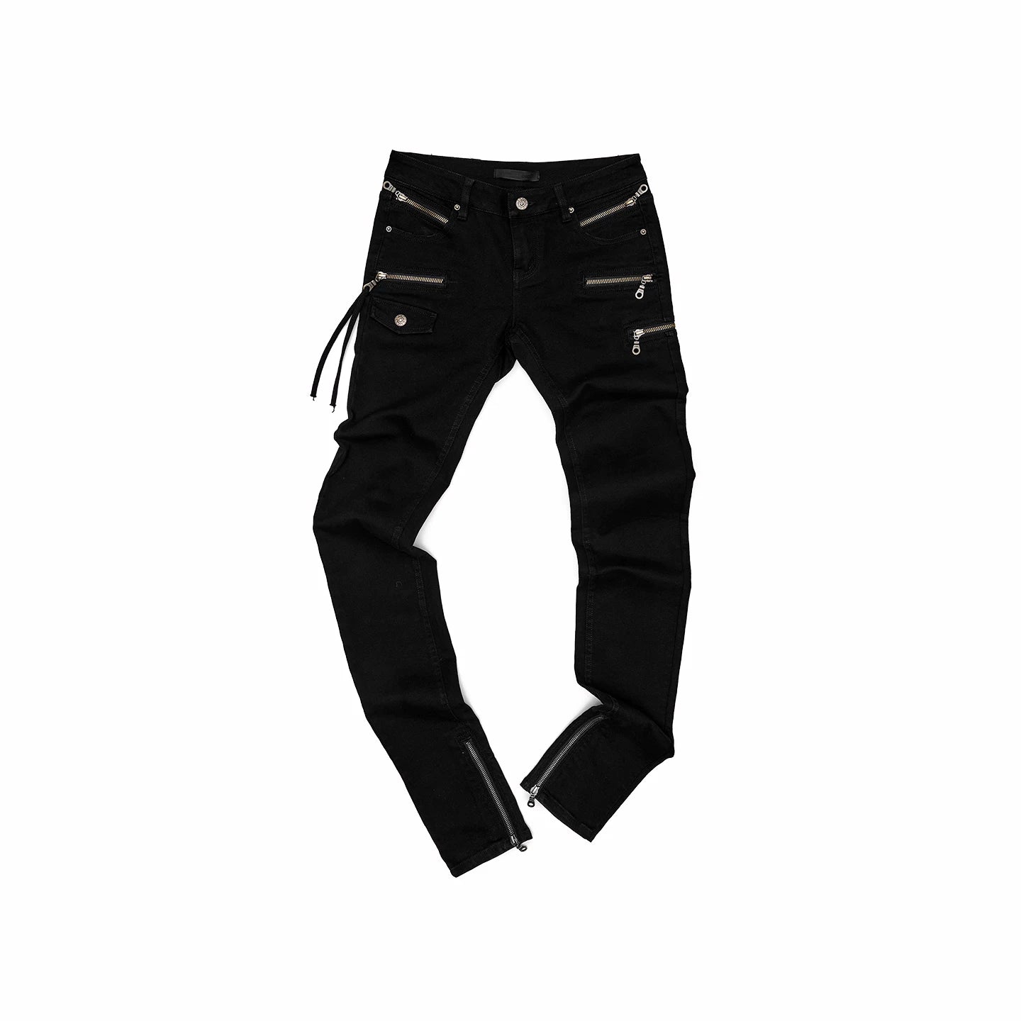 Vintage Washed Zip-Detail Skinny Jeans 1Jinn Studio