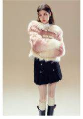 Pink Gradient Button Shearling Jacket - CHINASQUAD