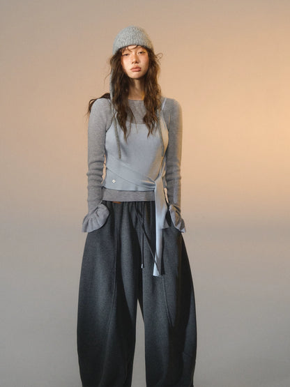 Fleece Curved-Leg Relaxed Pants