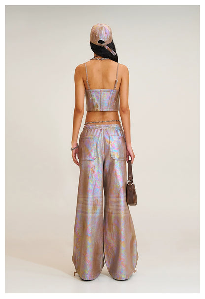 Wild Iridescent Drawstring Cargo Pants