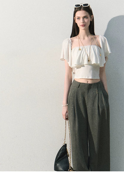 Mint Dream Shimmer Off-Shoulder T-Shirt