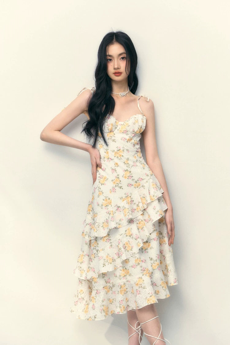 Yellow Rose Floral Dress