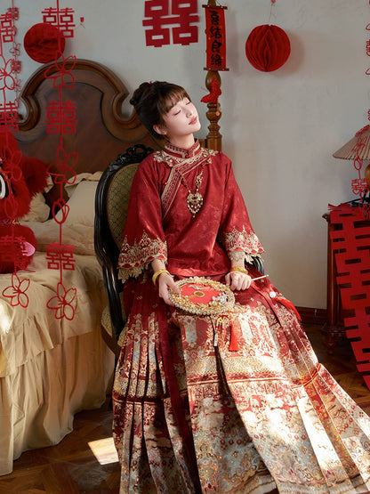 &quot;羡鸳鸯&quot; Red Embroidered Hanfu Set