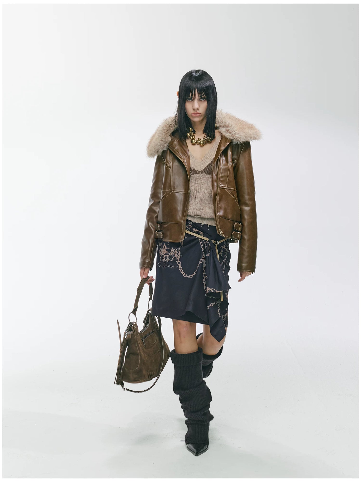 Heavy Punk Windproof Quilted Leather Jacket