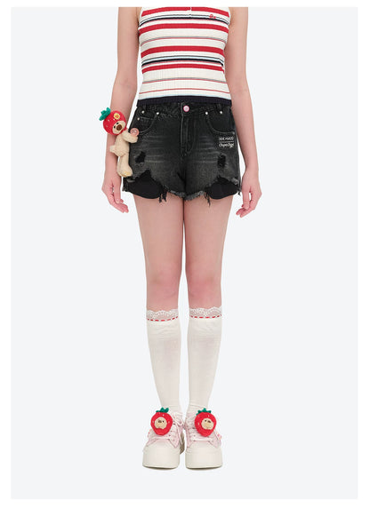 Distressed Denim Shorts