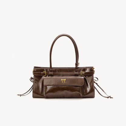 Vintage Glossy Leather Tote Bag