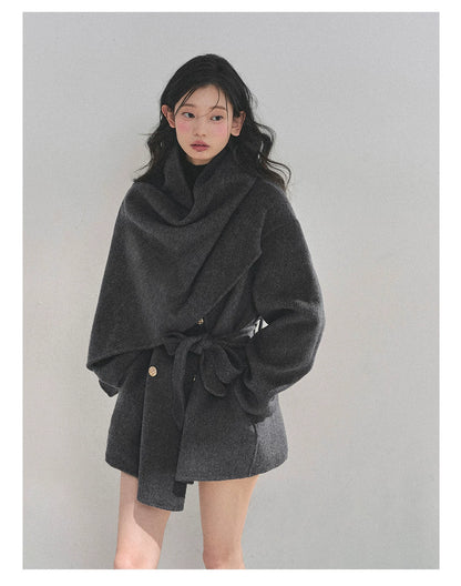 French British-Style Wool Coat