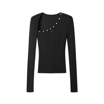 Polar Wool Blend Ribbed Knit V-neck