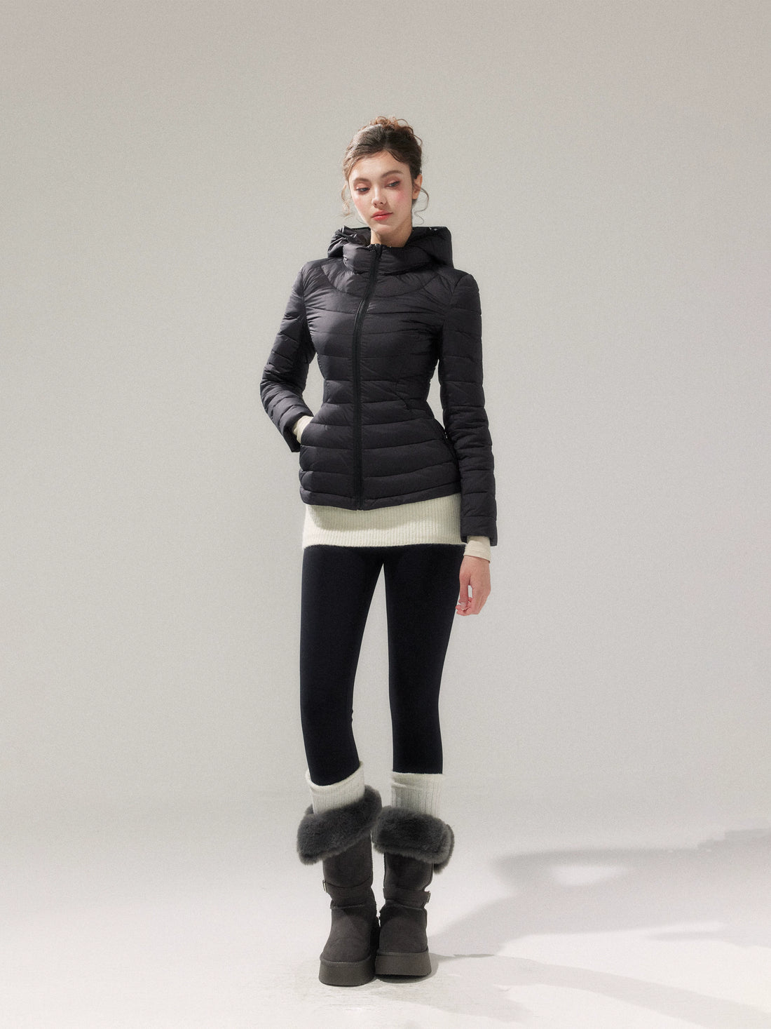 Lightweight 90% Down Quilted Stand-Collar Coat