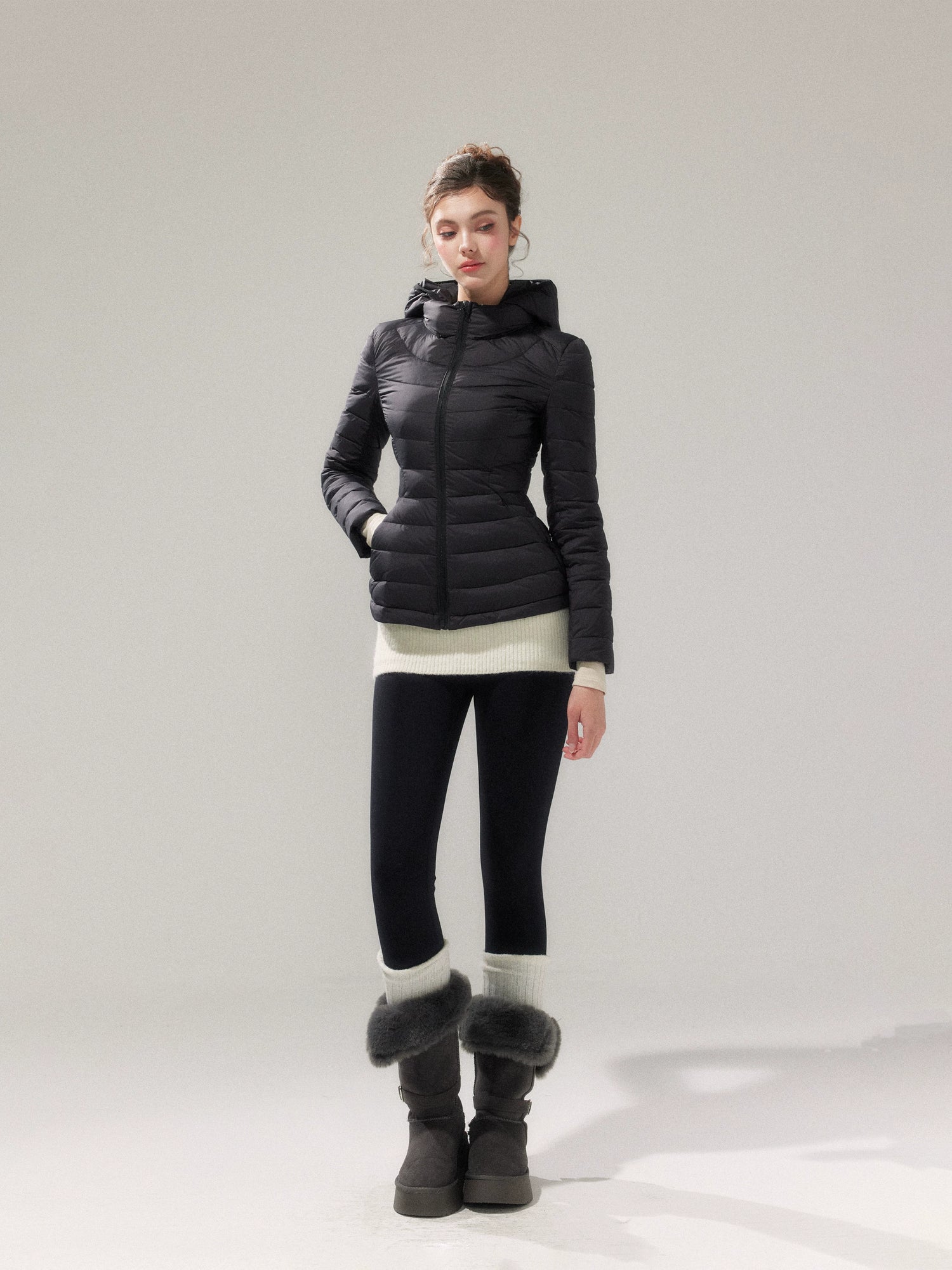 Lightweight 90% Down Quilted Stand-Collar Coat