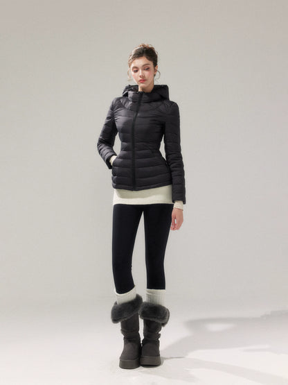 Lightweight 90% Down Quilted Stand-Collar Coat