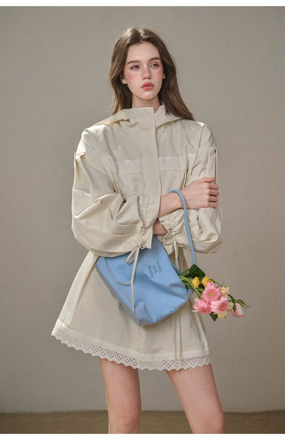 &quot;A Cup of Milk&quot; Relaxed Cotton Trench &amp; Skirt Set