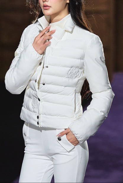 High-Neck Fitted Lightweight Down Jacket