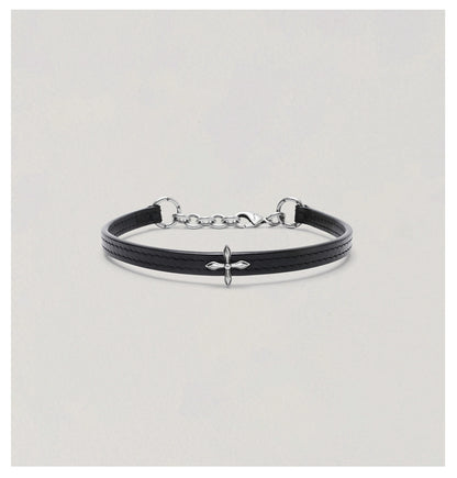 Compass Badge Leather Choker