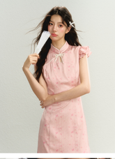 Pink New Chinese Style Cheongsam Dress - CHINASQUAD