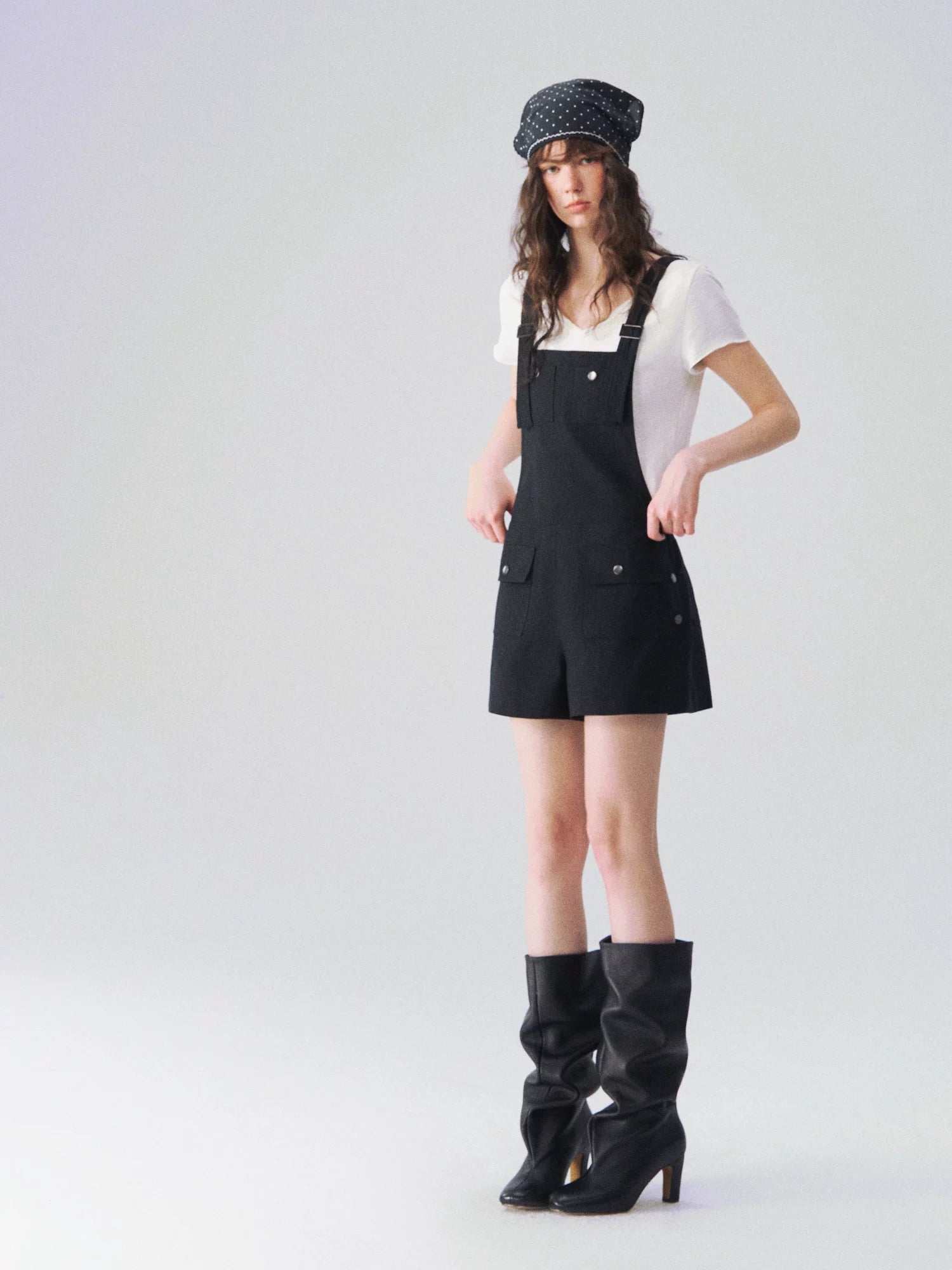 Linen Blend Utility Suspender Shorts
