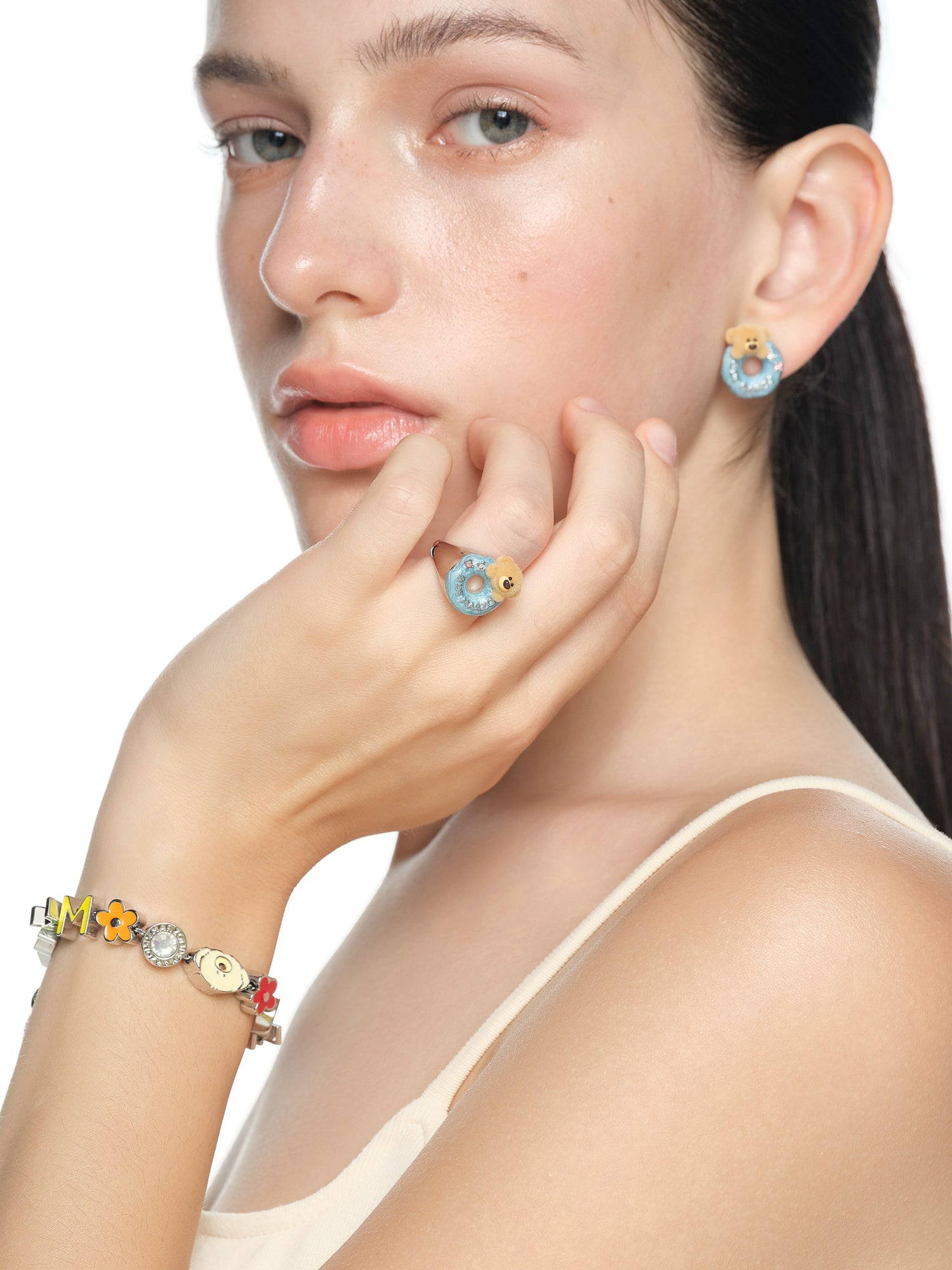 Blue Donut Teddy Ring