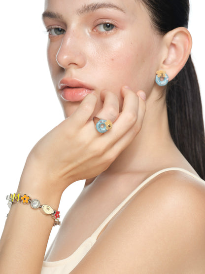 Blue Donut Teddy Ring