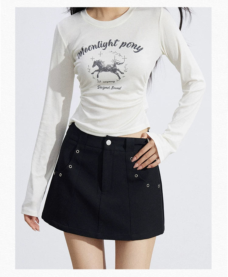 Ice-Silk Lyocell Pony Graphic Fitted T-Shirt