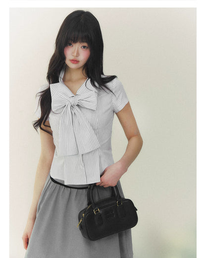 Muse Striped Bow-Fastening Shirt