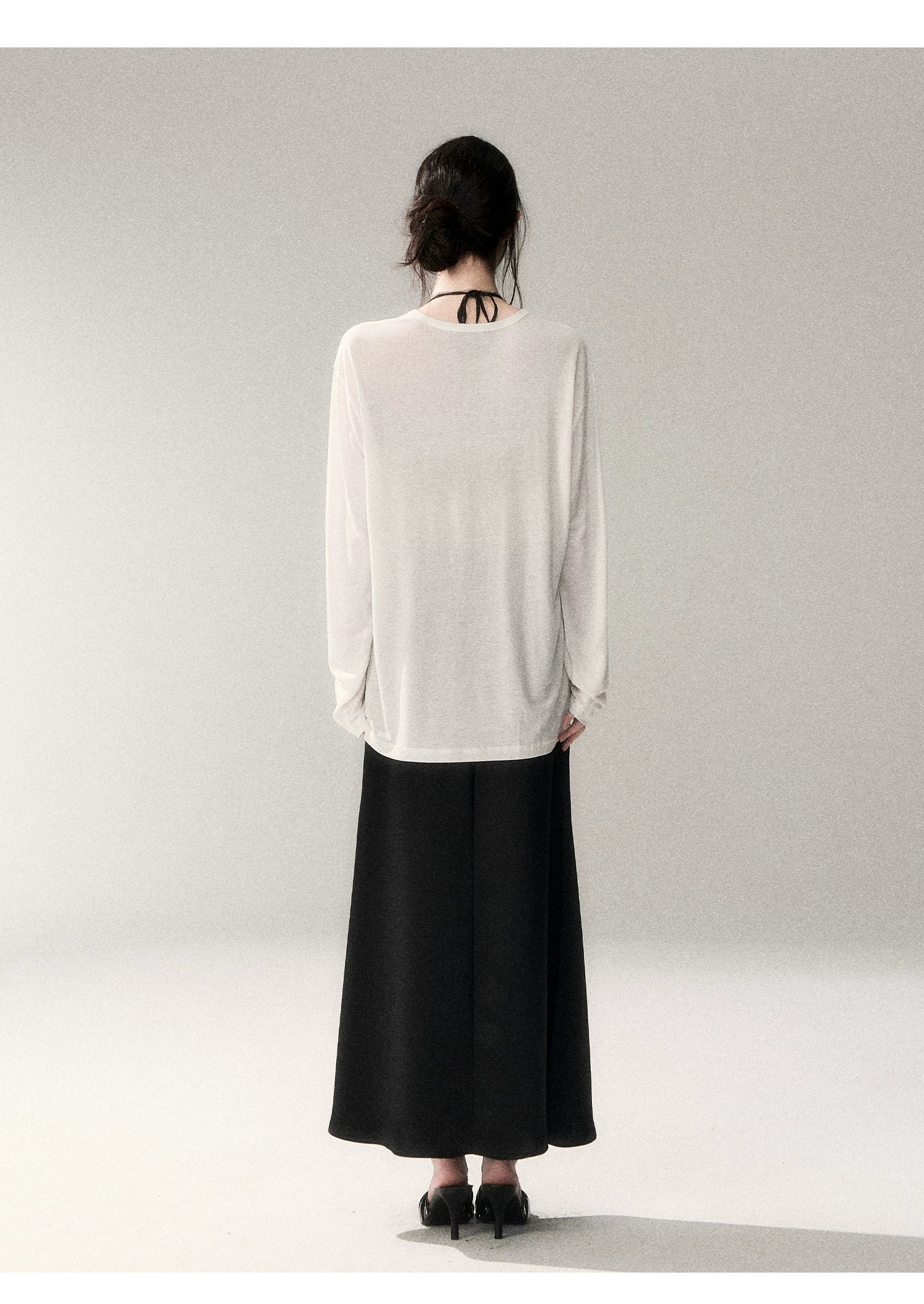 French Satin Acetate A-Line Midi Skirt