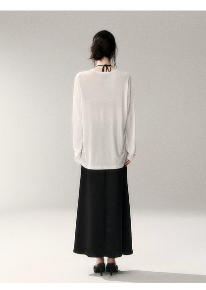 French Satin Acetate A-Line Midi Skirt