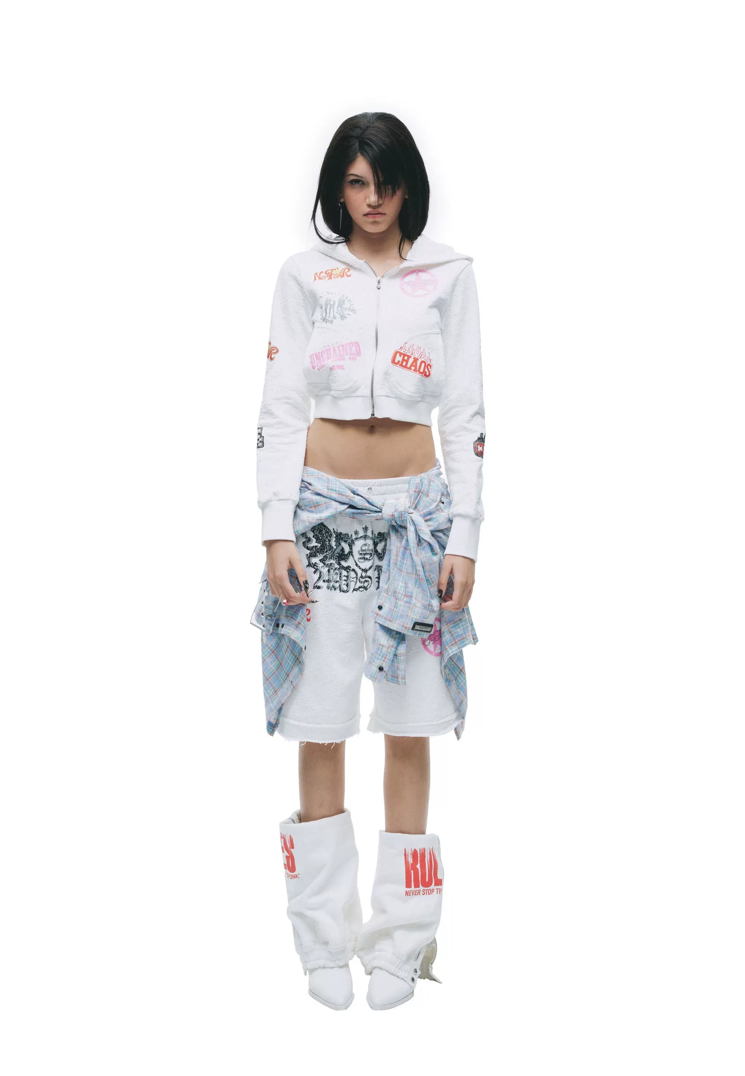 Punk Millennium Distressed Two-Tone Set with Graphic Print