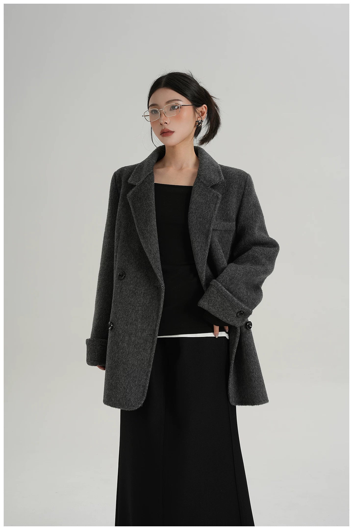Mid-Length Double-Faced Wool Blazer