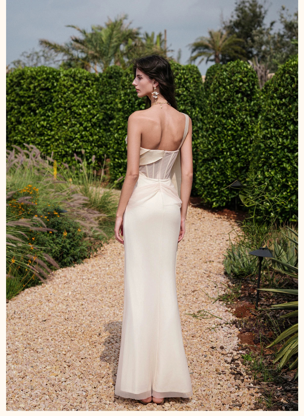 Sculpted Mesh Strapless Mermaid Dress