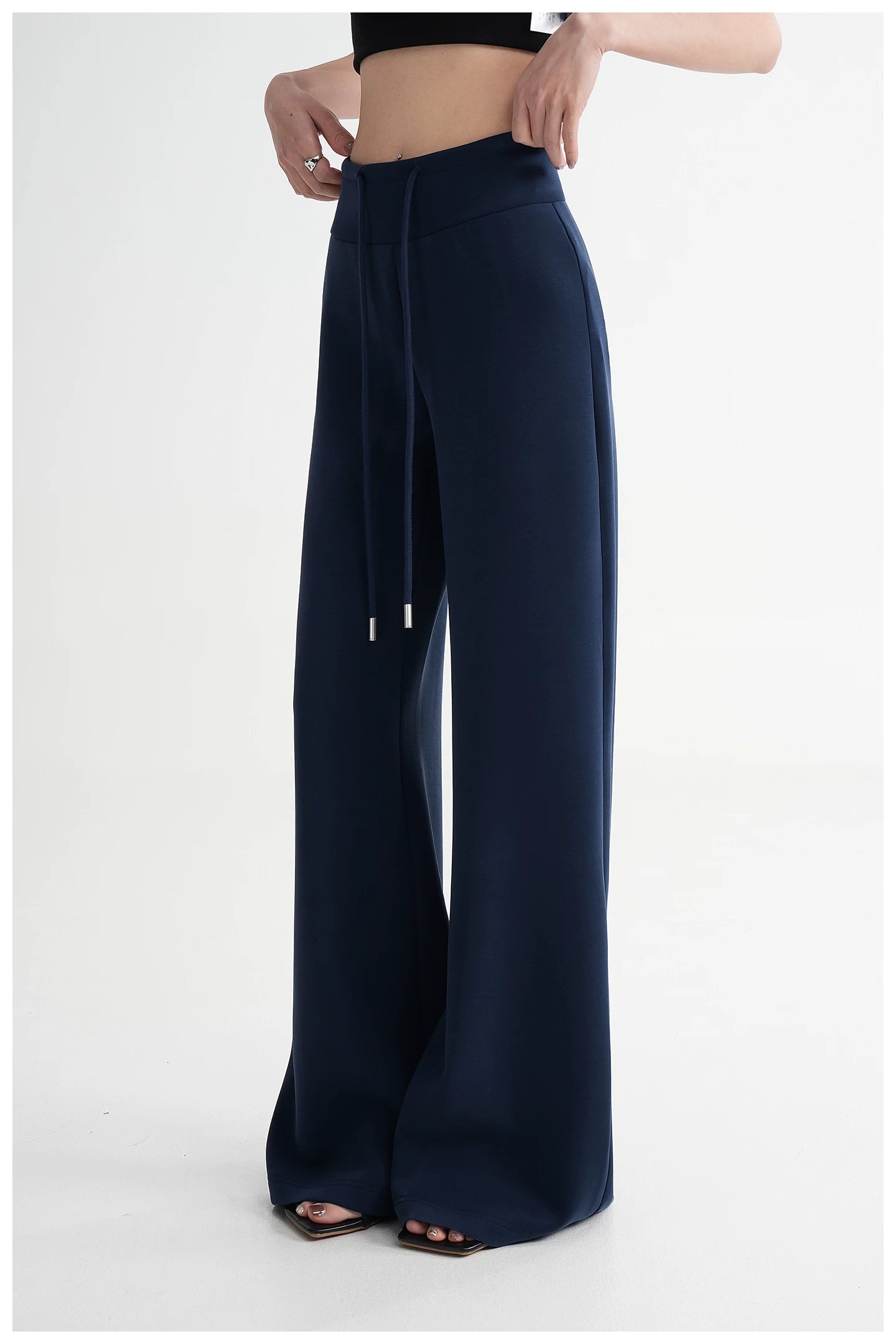 High-Waisted Knit Wide-Leg Trousers