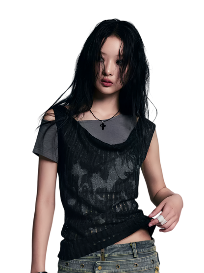 Cest Nous Punk Graffiti Layered T‑Shirt – T-Shirts &amp; Polos