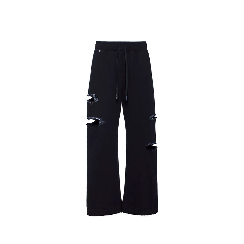 Color-Blocked Distressed Jogger Pants