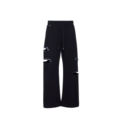 Color-Blocked Distressed Jogger Pants