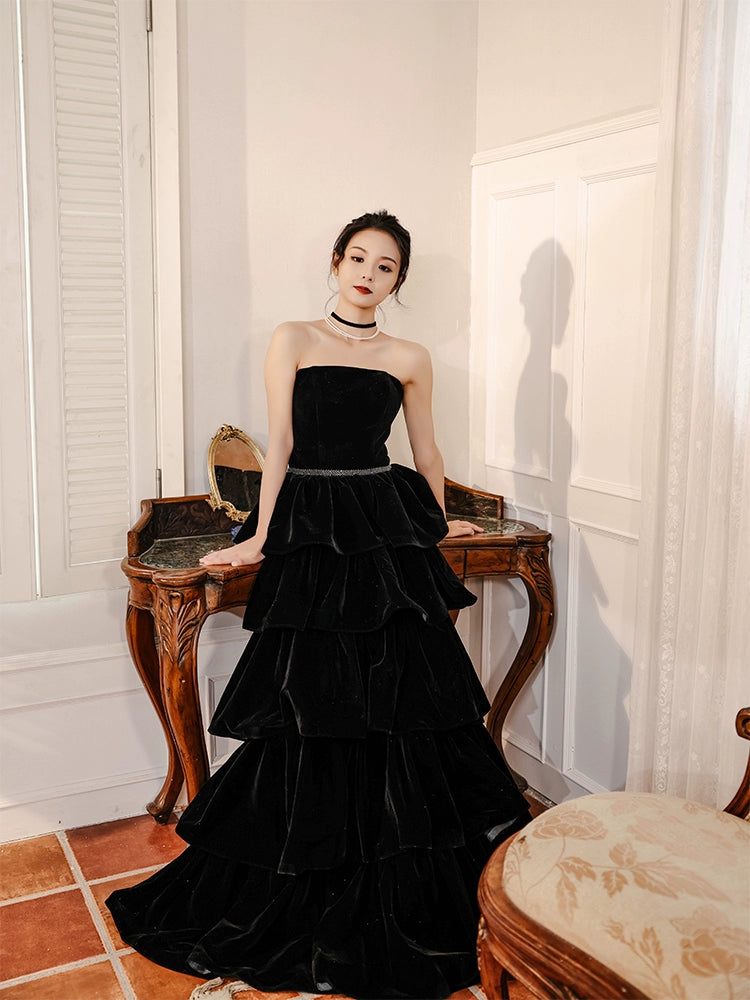 Ebony Zisel Tiered Velvet Couture Gown