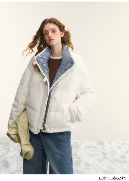 Reversible Checkered Short Down Jacket