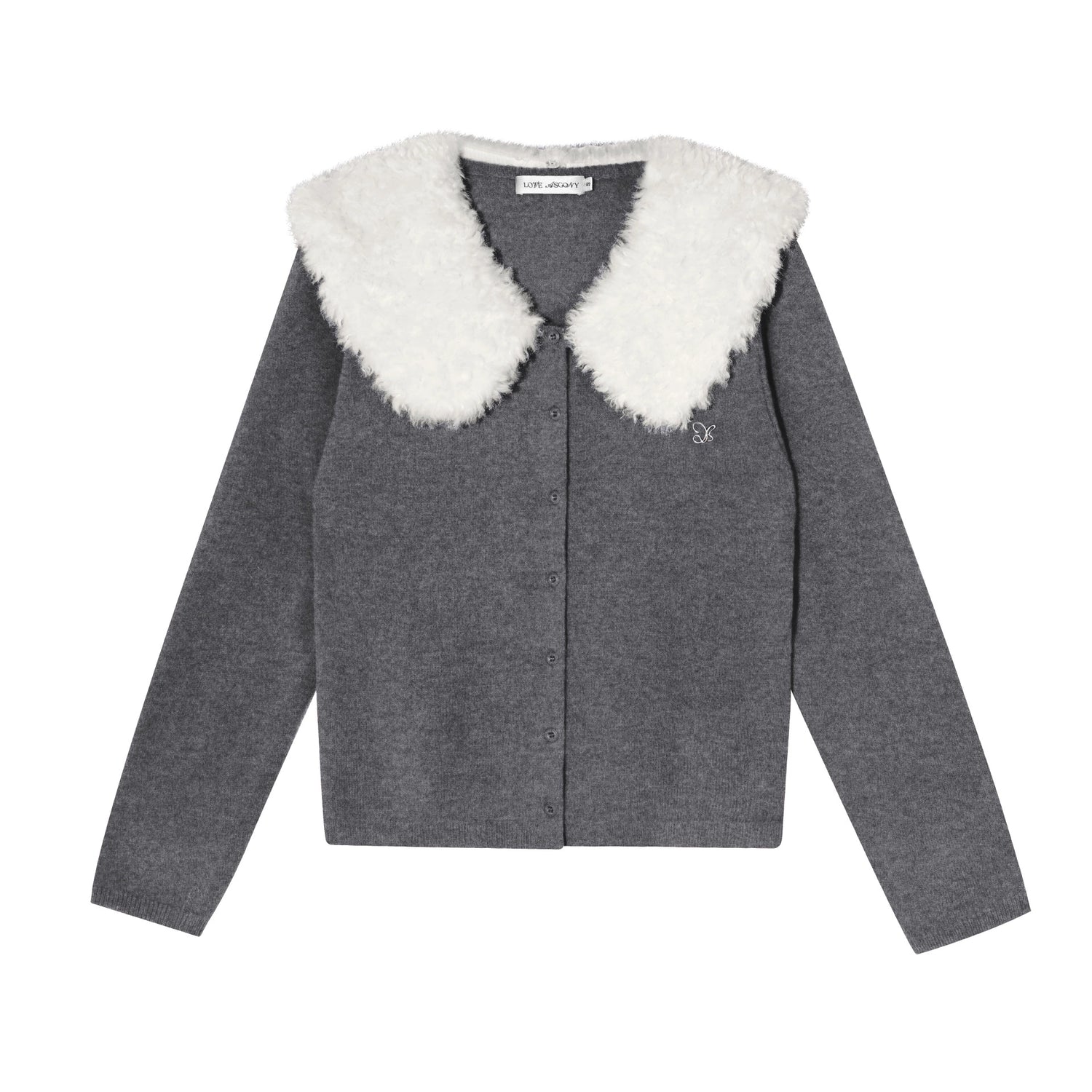 Wool Collar Relaxed Knit Cardigan
