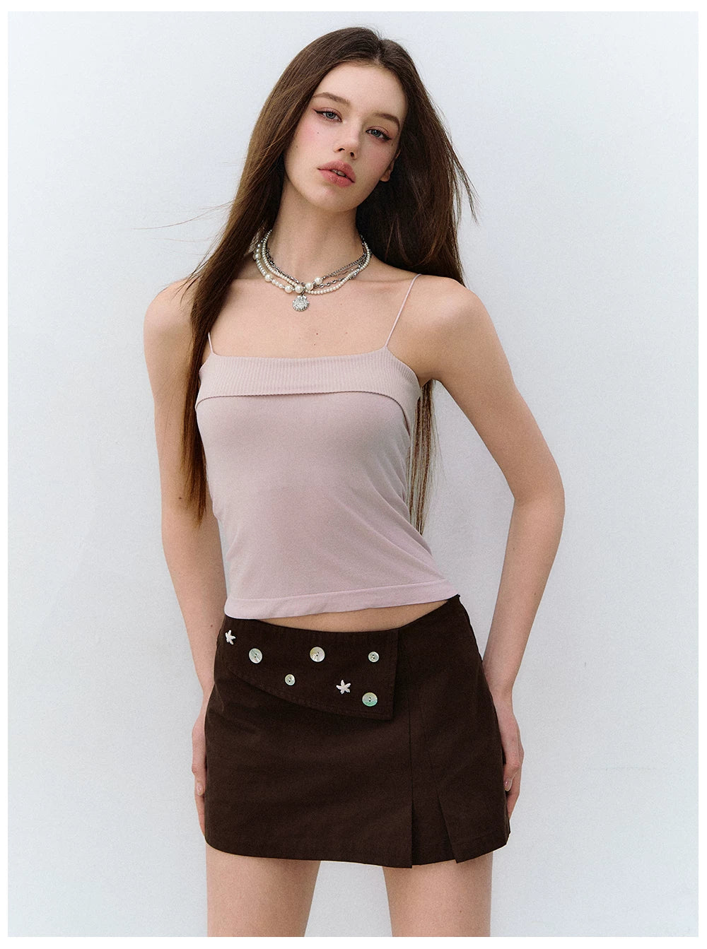 Brown Tone Starburst Asymmetric Skirt