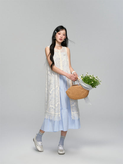 Tassel Contrast Color Dress Set