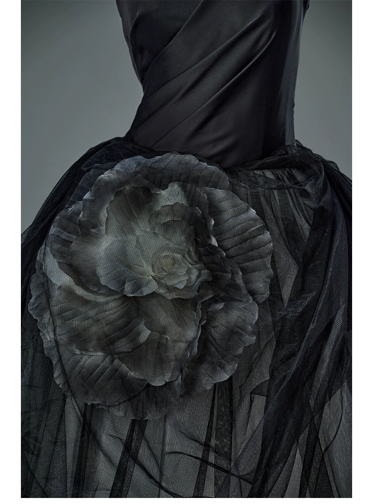 Elegant Deep Grey Couture Gown