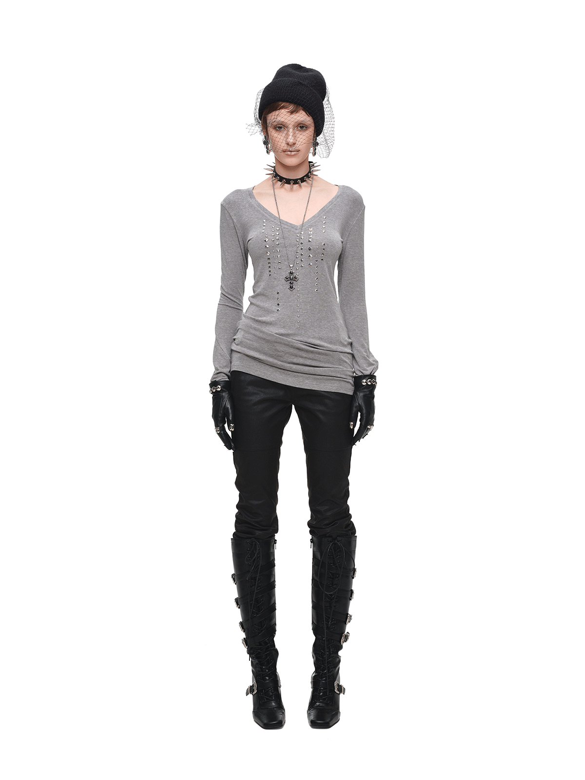 Rhinestone Fitted Knit Top